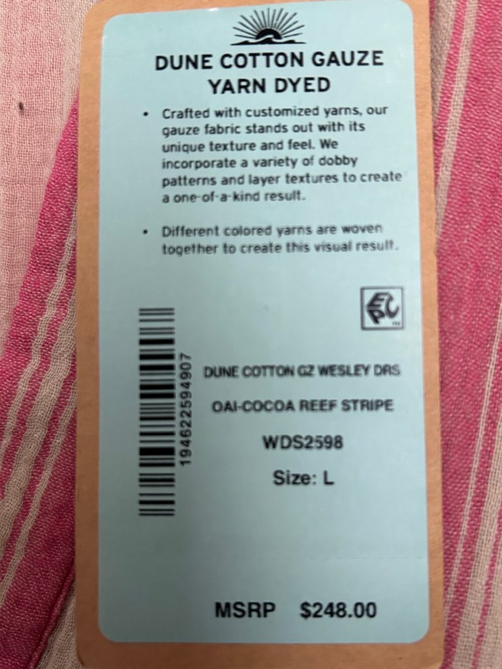 NWT FAHERTY cotton gauze Wesley maxi dress in Cocoa Reef Stripe - L - Picture 4 of 5